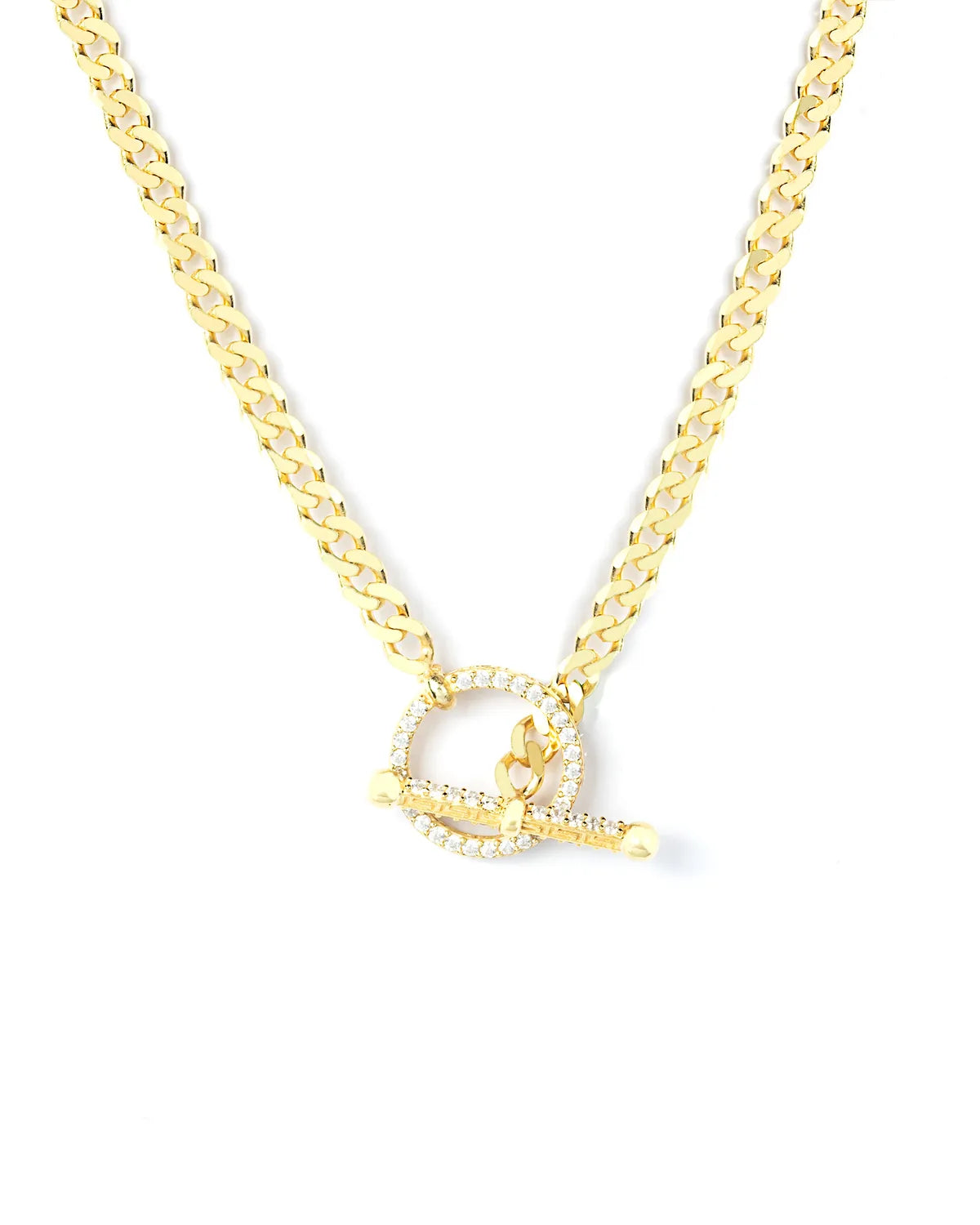 Pavé Toggle Clasp Curb Chain Necklace - My Jewelist