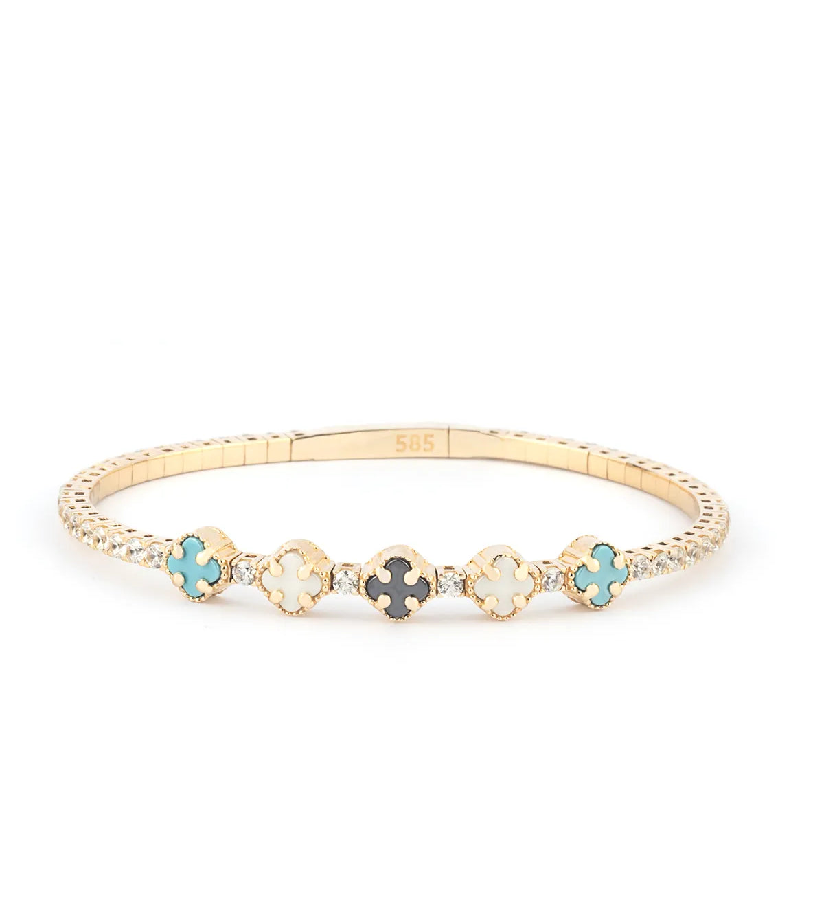 Multi-Color Clover 14K Gold Tennis Bracelet – My Jewelist