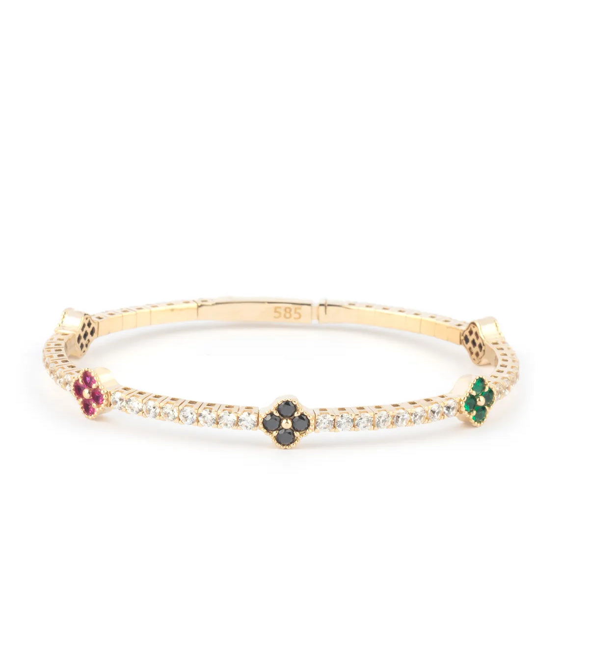 Multi-Stone Clover 14K Gold Tennis Bracelet – My Jewelist