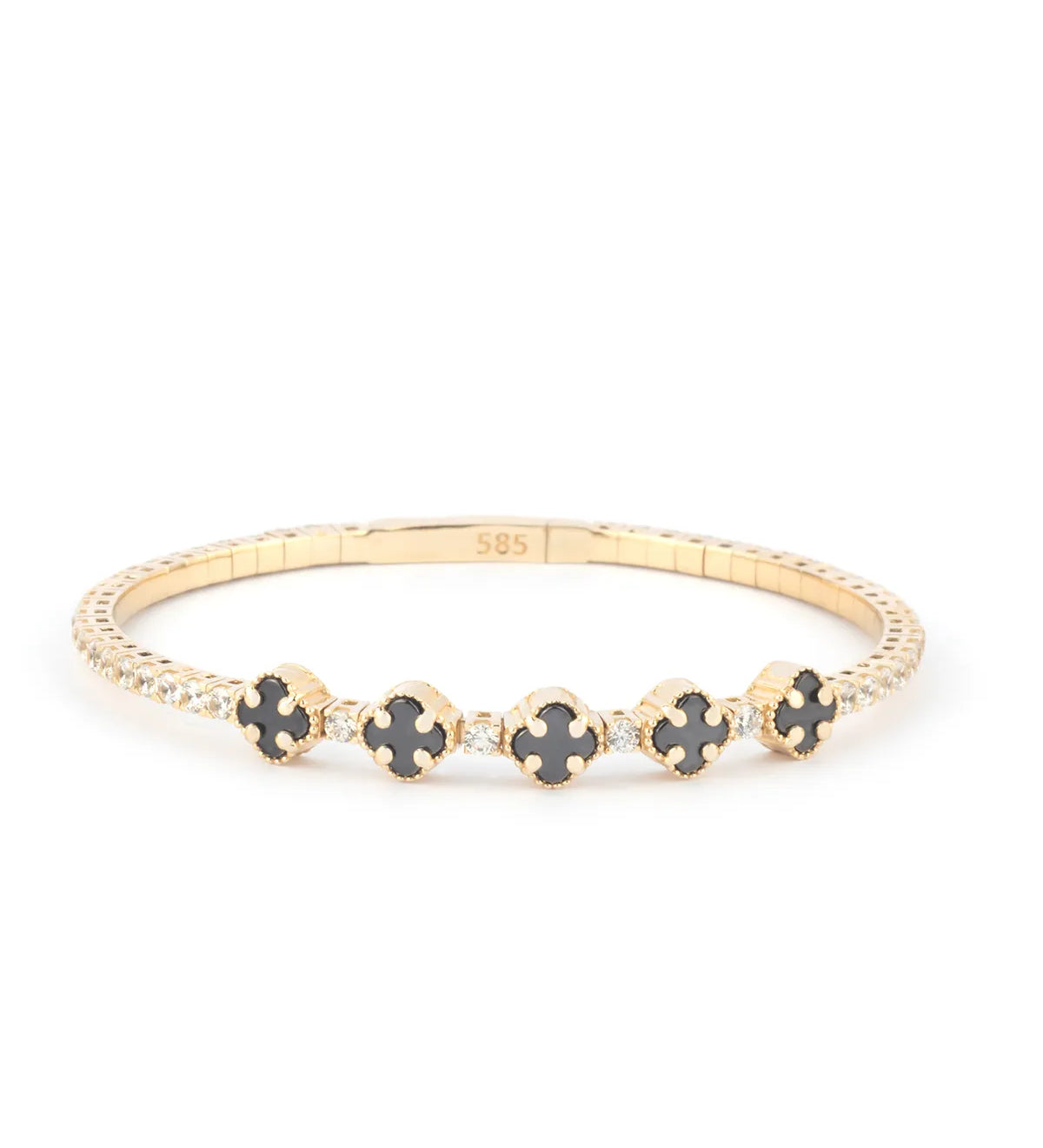 Black Onyx Clover 14K Gold Tennis Bracelet – My Jewelist