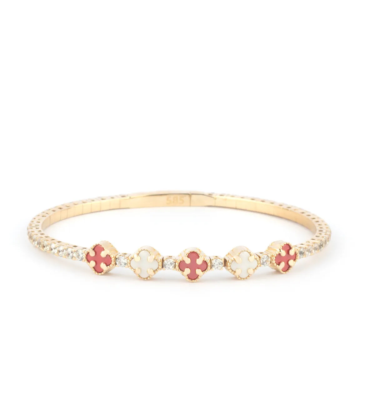 Aqeeq & White Clover 14K Gold Tennis Bracelet – My Jewelist