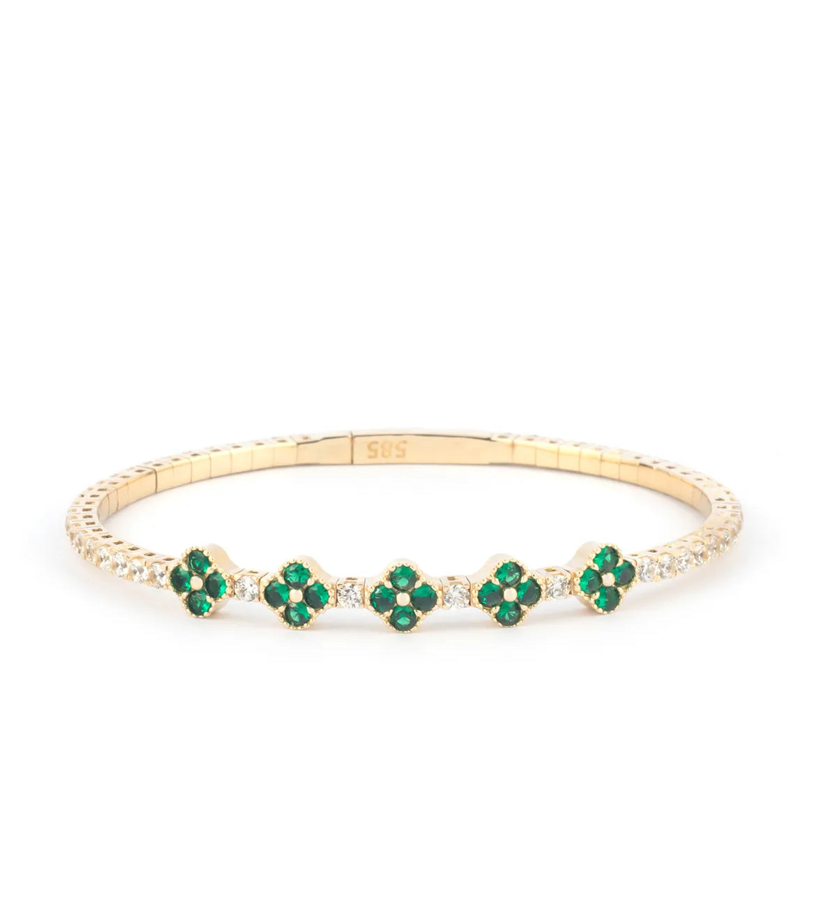 5 Emerald Clover 14K Gold Tennis Bracelet - My Jewelist