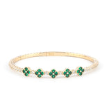 5 Emerald Clover 14K Gold Tennis Bracelet - My Jewelist
