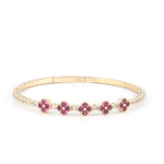 5 Ruby Clover 14K Gold Tennis Bracelet - My Jewelist
