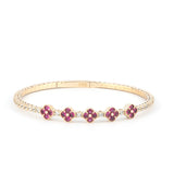 5 Ruby Clover 14K Gold Tennis Bracelet - My Jewelist