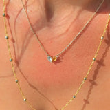 Two Birthstone Heart Necklace in 14K Gold Vermeil – Minimalist Love Jewelry