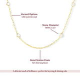 14K Gold Vermeil Bezel Station Necklace – Elegant & Minimalist Jewelry