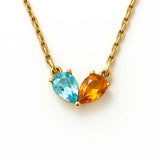 Two Birthstone Heart Necklace in 14K Gold Vermeil – Minimalist Love Jewelry