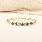 Black Onyx Clover 14K Gold Tennis Bracelet – Moissanite Eternity Bangle