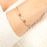 Aqeeq & White Clover 14K Gold Tennis Bracelet – Moissanite Bangle