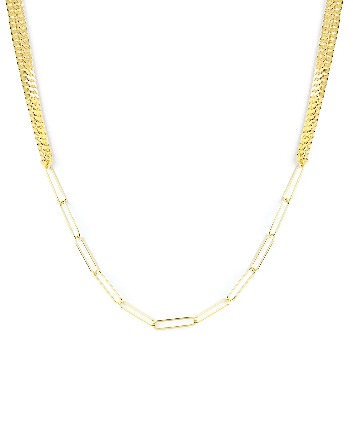 Gold Vermeil Paperclip & Curb Chain Necklace - My Jewelist