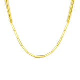 Gold Vermeil Paperclip & Curb Chain Necklace – Layered Bold Statement