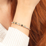 Black Onyx Clover 14K Gold Tennis Bracelet – Moissanite Eternity Bangle