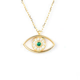 Evil Eye Pendant Charm – Emerald & Crystal Gold Vermeil Sterling Silver