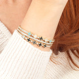 Black Onyx Clover 14K Gold Tennis Bracelet – Moissanite Eternity Bangle