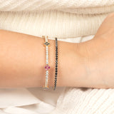 Multi-Stone Clover 14K Gold Tennis Bracelet – Mix Moissanite Titanium Bangle