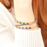 5 Emerald Clover 14K Gold Tennis Bracelet – Moissanite Flexible Bangle