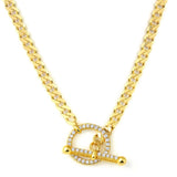 Pavé Toggle Clasp Curb Chain Necklace | Gold Vermeil Jewelry