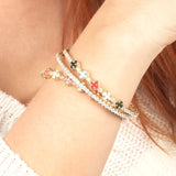 Aqeeq & White Clover 14K Gold Tennis Bracelet – Moissanite Bangle