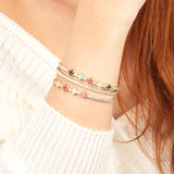 Aqeeq & White Clover 14K Gold Tennis Bracelet – Moissanite Bangle