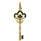 14K Gold Vermeil Key Pendant – Black Onyx Charm, Symbolic & Elegant