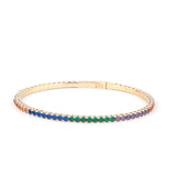 A high-quality Original Name Necklace tennis bracelet crafted in 14K gold, adorned with a spectrum of colorful gemstones, designed for modern elegance.