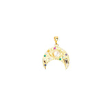 Gold Crescent Moon Charm – Mystical Evil Eye & Gemstone Pendant