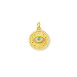 Gold Evil Eye Pendant – Protective CZ Medallion with Turquoise Center