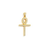 Gold Ankh Cross Pendant – Pave CZ Egyptian Life Symbol Necklace