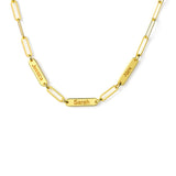 Custom Engraved Gold Paperclip Necklace – Up to 5 Names of Loved Ones