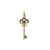 14K Gold Vermeil Key Pendant – Black Onyx Charm, Symbolic & Elegant