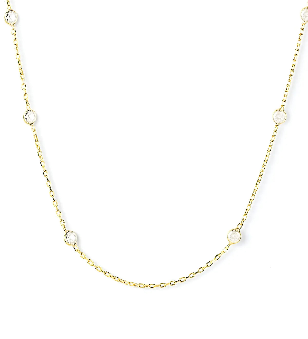 14K Gold Vermeil Bezel Station Necklace - My Jewelist