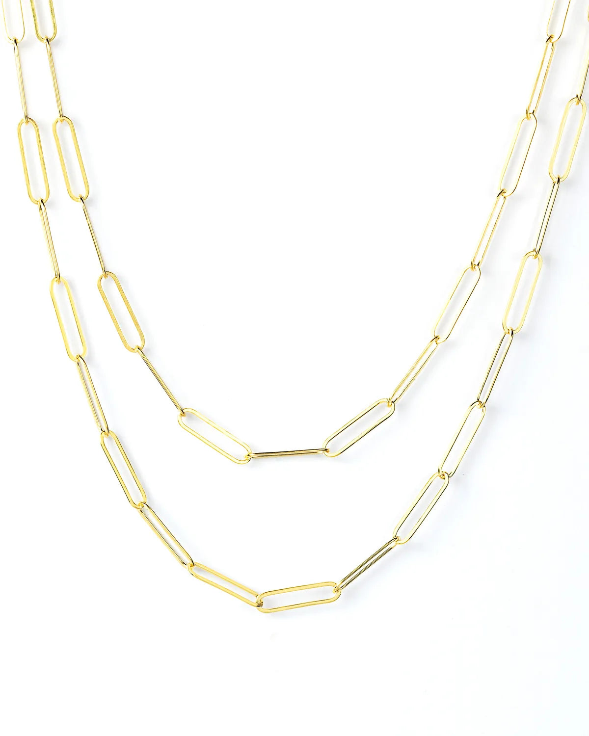Double Layered Paperclip Chain Necklace - My Jewelist