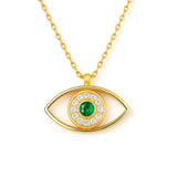 Evil Eye Charm Pendant – Gold Vermeil with Emerald & Crystal Accents