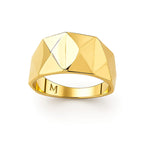 Gold ring with geometric design on a white background| MyJewelist