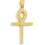 Gold Ankh Cross Pendant – 14K Vermeil Pavé CZ Egyptian Symbol