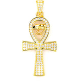 Gold Ankh Pendant – Egyptian Cross Necklace with Eye of Horus