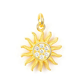 Gold Sun Charm Pendant – Radiant CZ Sunburst Necklace for Light