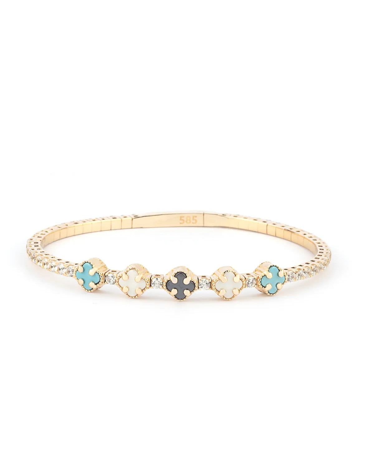 Multi-Color Clover 14K Gold Tennis Bracelet – My Jewelist