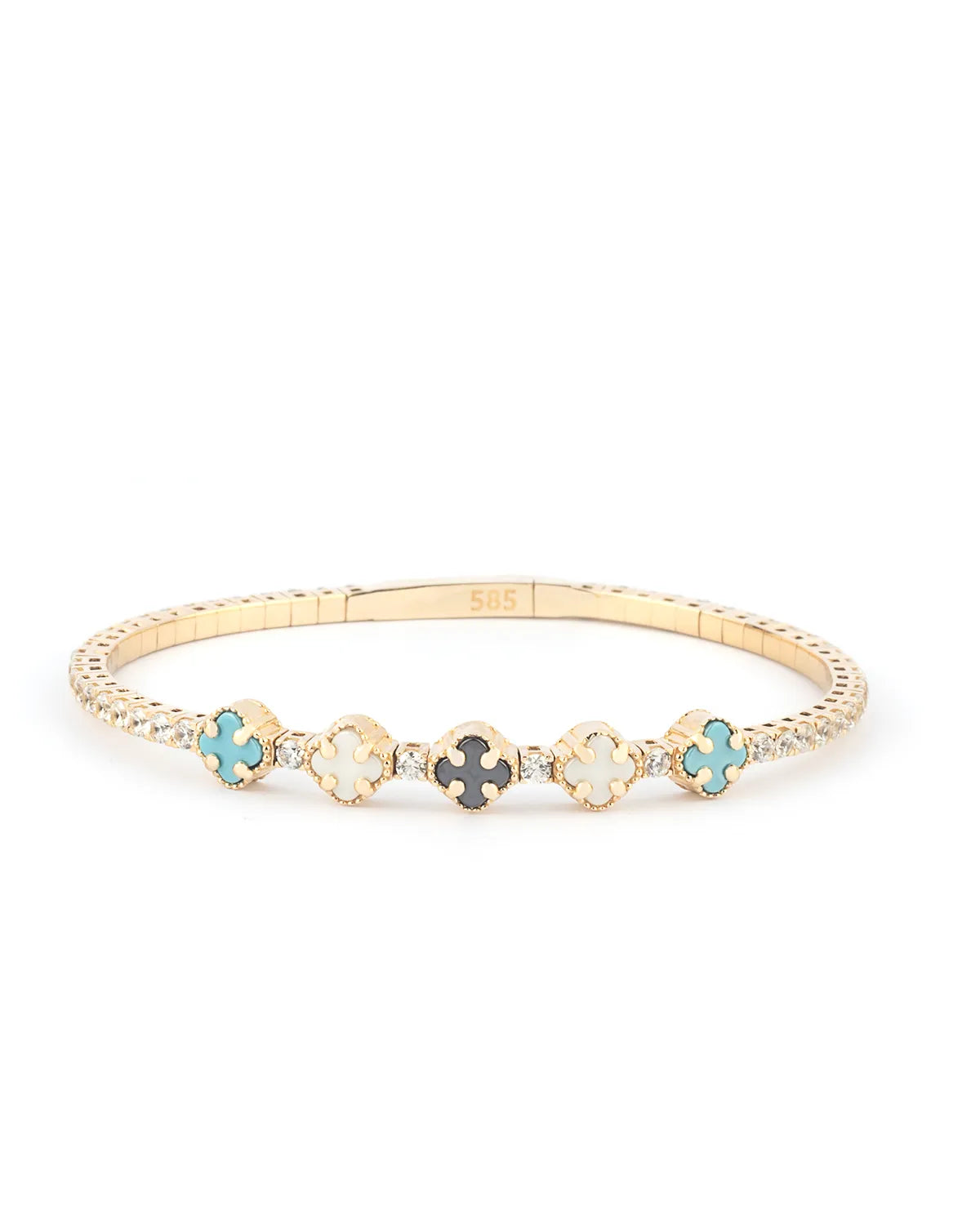 Multi-Color Clover 14K Gold Tennis Bracelet – My Jewelist