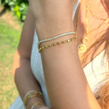 Double Row Tennis Bracelet & Box Satellite Chain - Duality 14K Gold Vermeil Bracelet