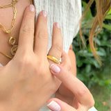 Dual Harmony 14K Gold Vermeil Ring - Pavé Statement Band