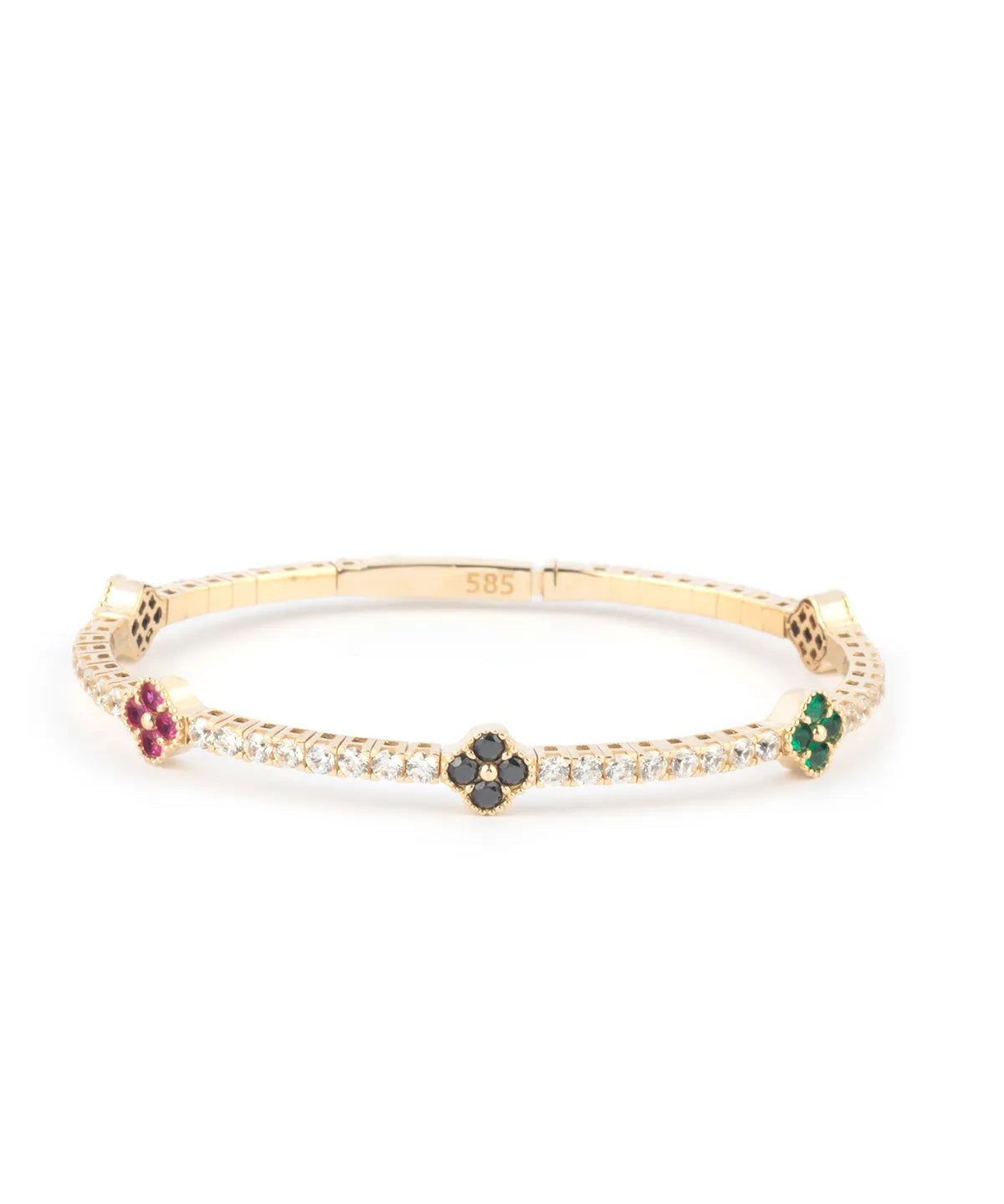 Multi-Stone Clover 14K Gold Tennis Bracelet – My Jewelist