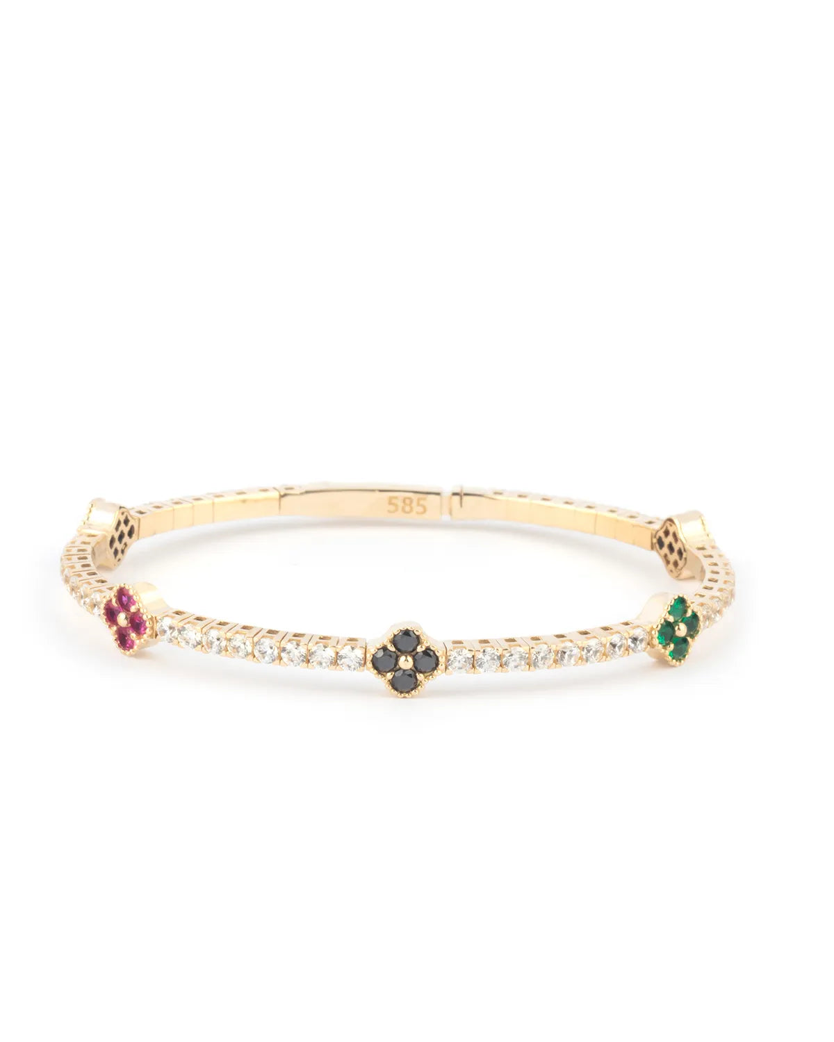 Multi-Stone Clover 14K Gold Tennis Bracelet – My Jewelist