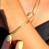 Paperclip & Herringbone Fusion Bracelet-  Duality Gold Vermeil Bracelet