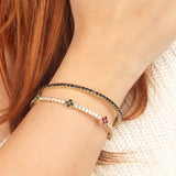 Multi-Stone Clover 14K Gold Tennis Bracelet – Mix Moissanite Titanium Bangle
