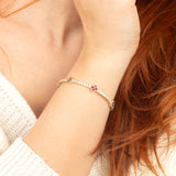Multi-Stone Clover 14K Gold Tennis Bracelet – Mix Moissanite Titanium Bangle