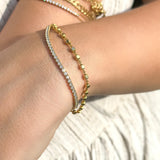 Double Row Tennis Bracelet & Box Satellite Chain - Duality 14K Gold Vermeil Bracelet