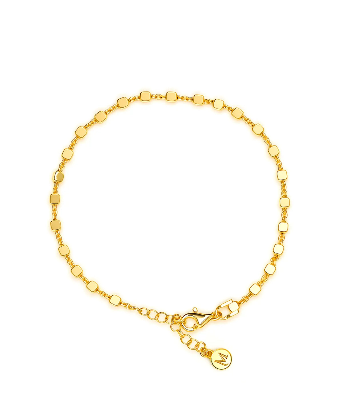 Gold bracelet on a white background