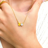 Dual Soul Birthstone Necklace – 14K Gold Vermeil Couple Pendant